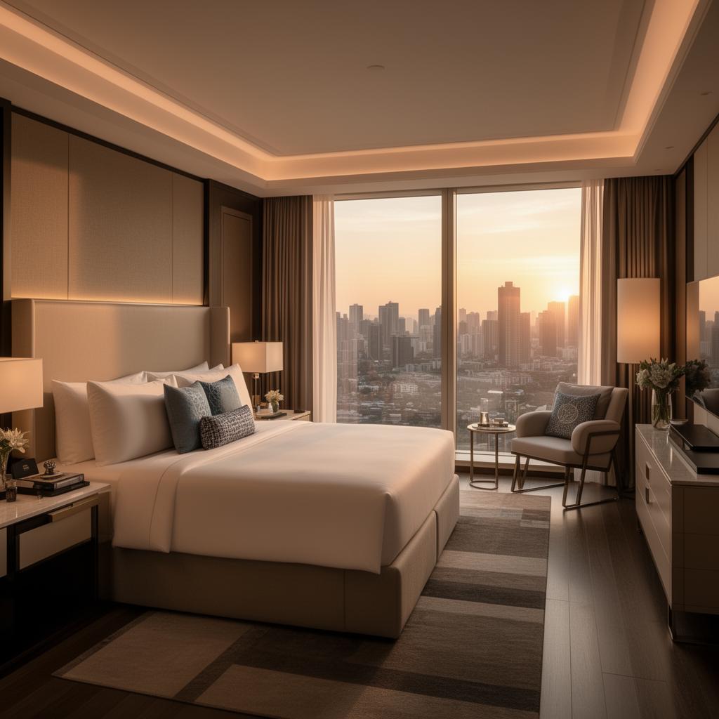 Πολυτελές υπνοδωμάτιο condo hotel με θέα στην πόλη